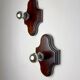 Pair of geometric Art Deco wall lights, carved wood, France, 1960s