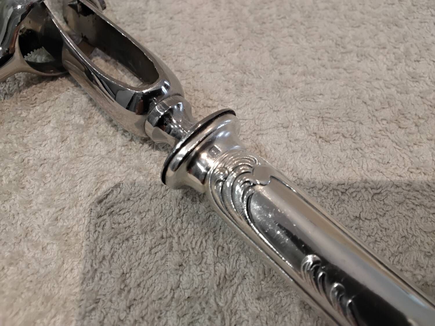 Leg of lamb handle, silver-plated metal handle, Christofle Marly silversmith, 21.6cm