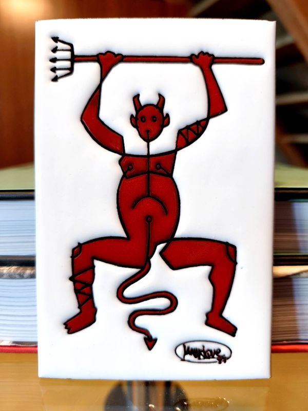 Carreau céramique 1987 — Le Diable de Timanfaya par César Manrique