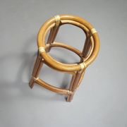 3 x tabourets en bambou avec lacets en cuir / années 70