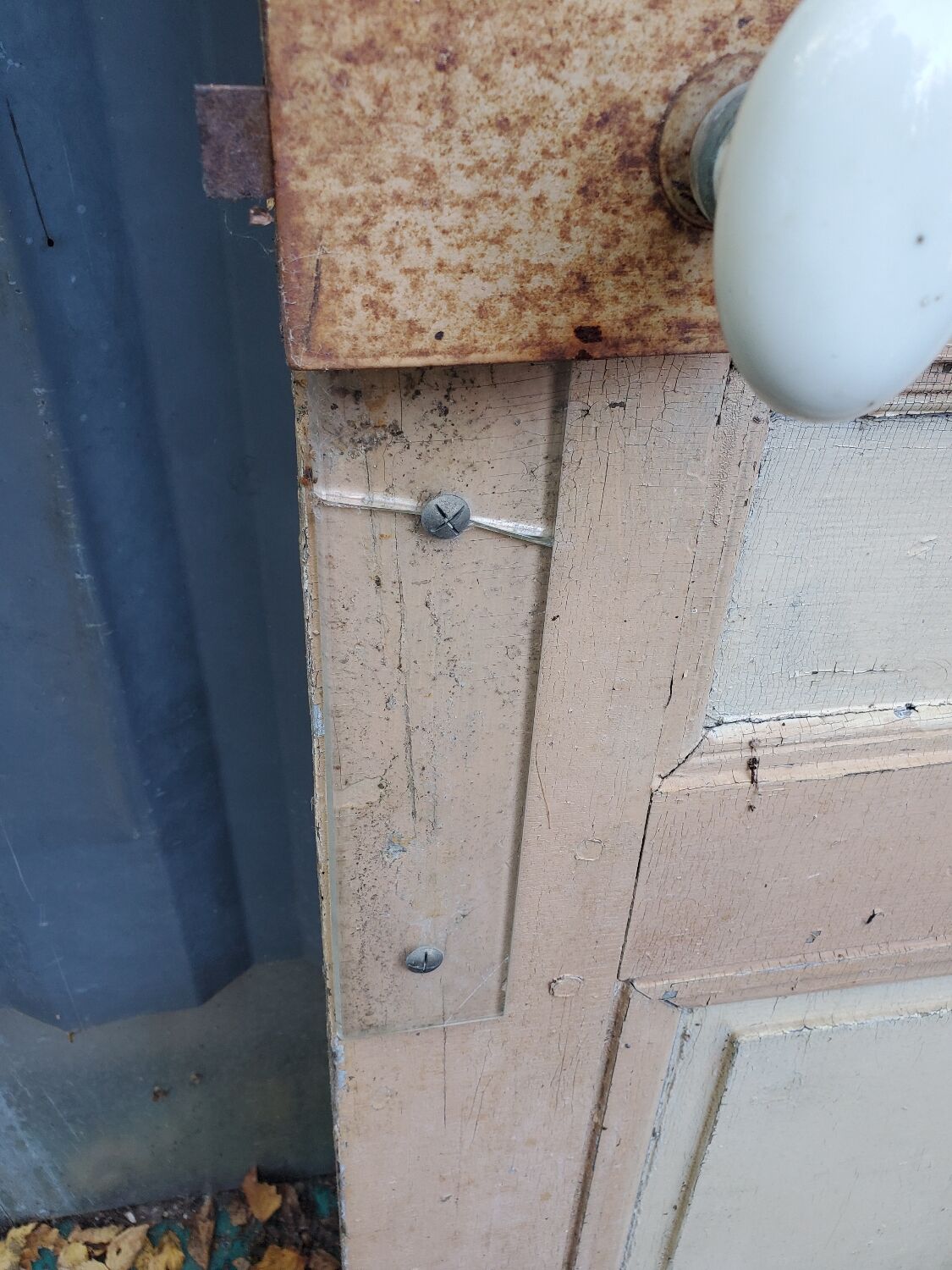 Old fir glass door
