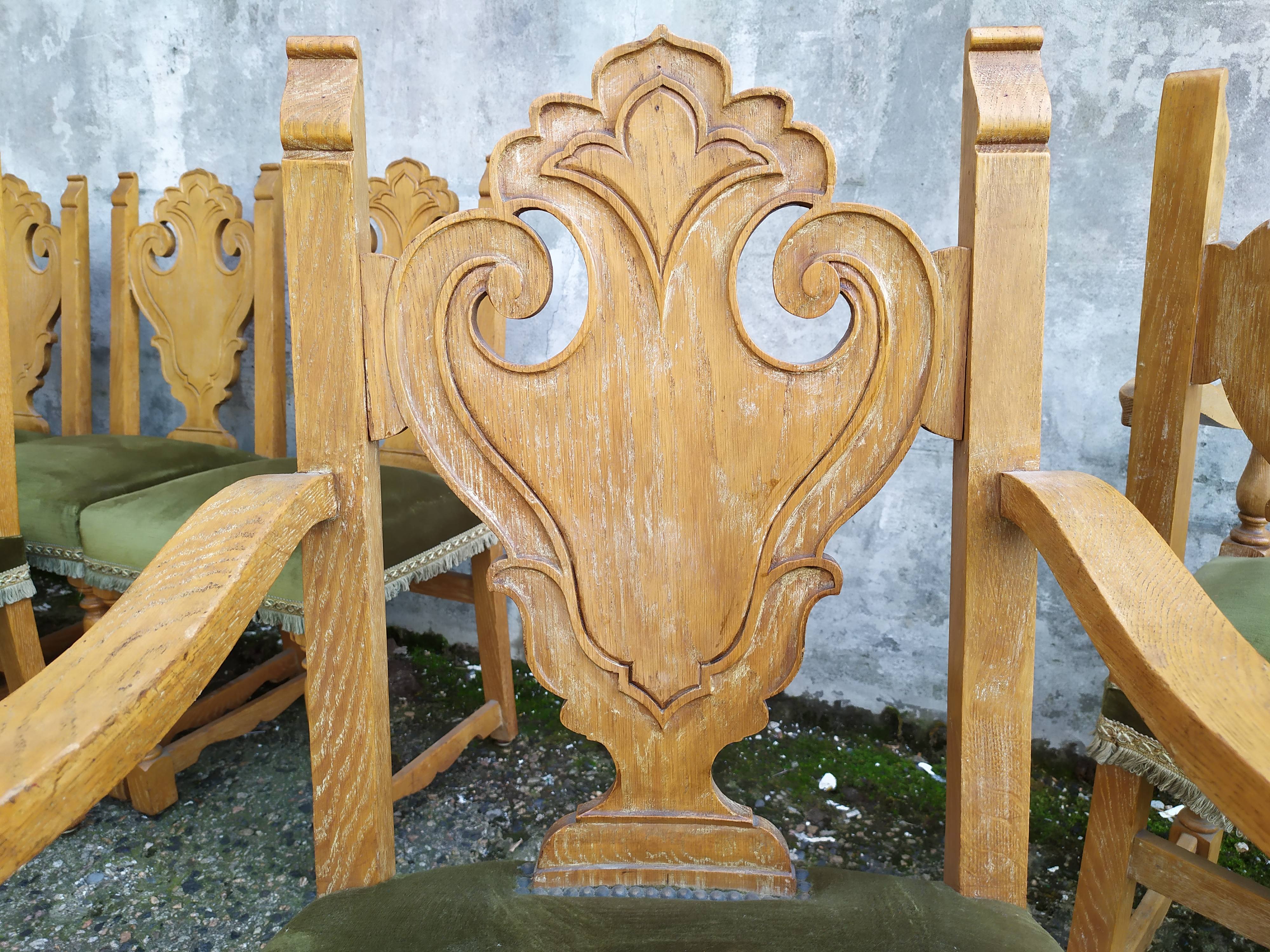 8 ceruse oak style chairs