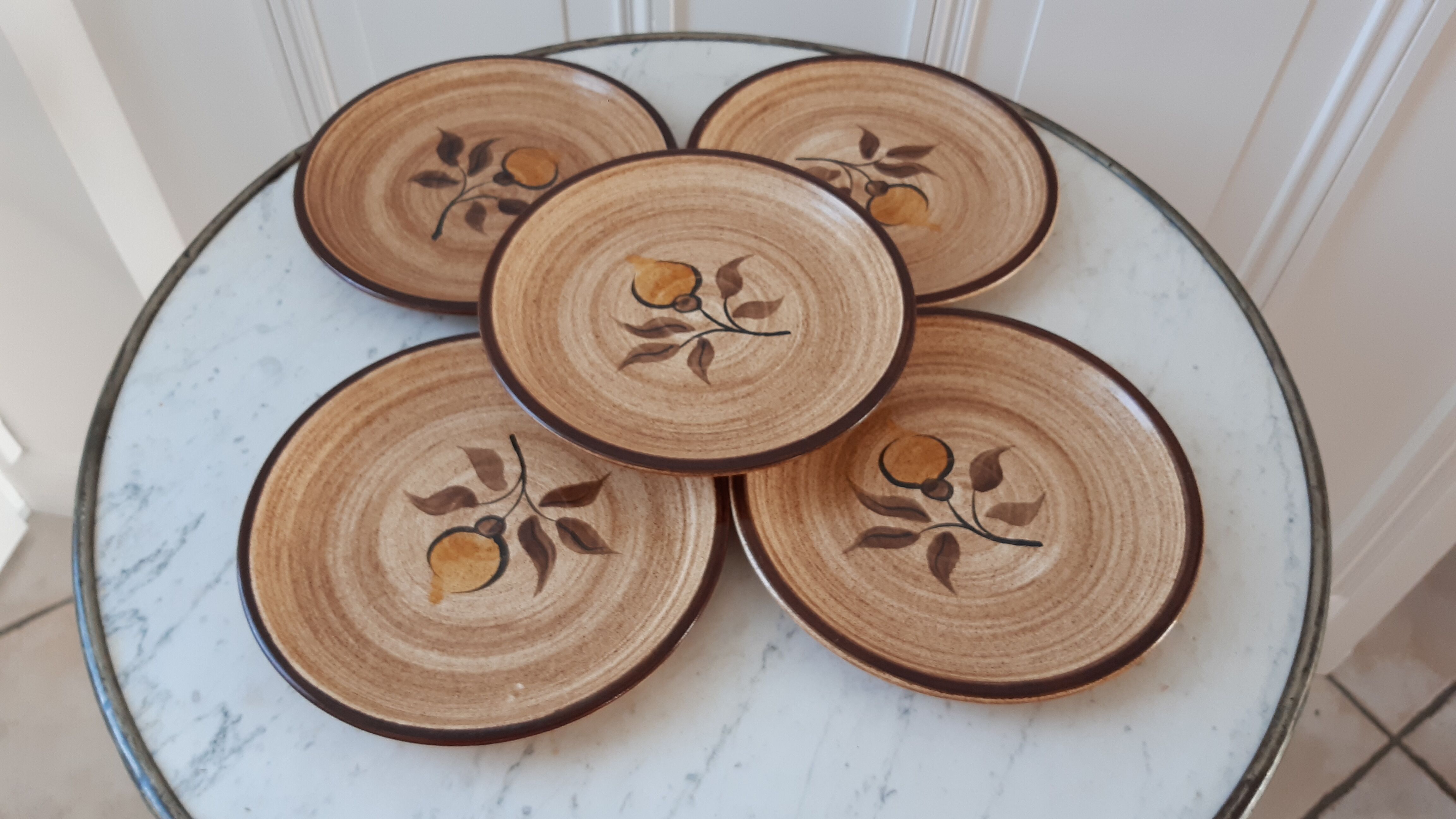 Set of 5 dessert plates in Salins stoneware 70s