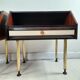 Dresser / chest of drawers and bedside tables - 1960s - faux leather brass