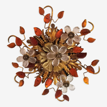 Ceiling lamp or wall lamp Maison Banci gilded metal and Murano glass