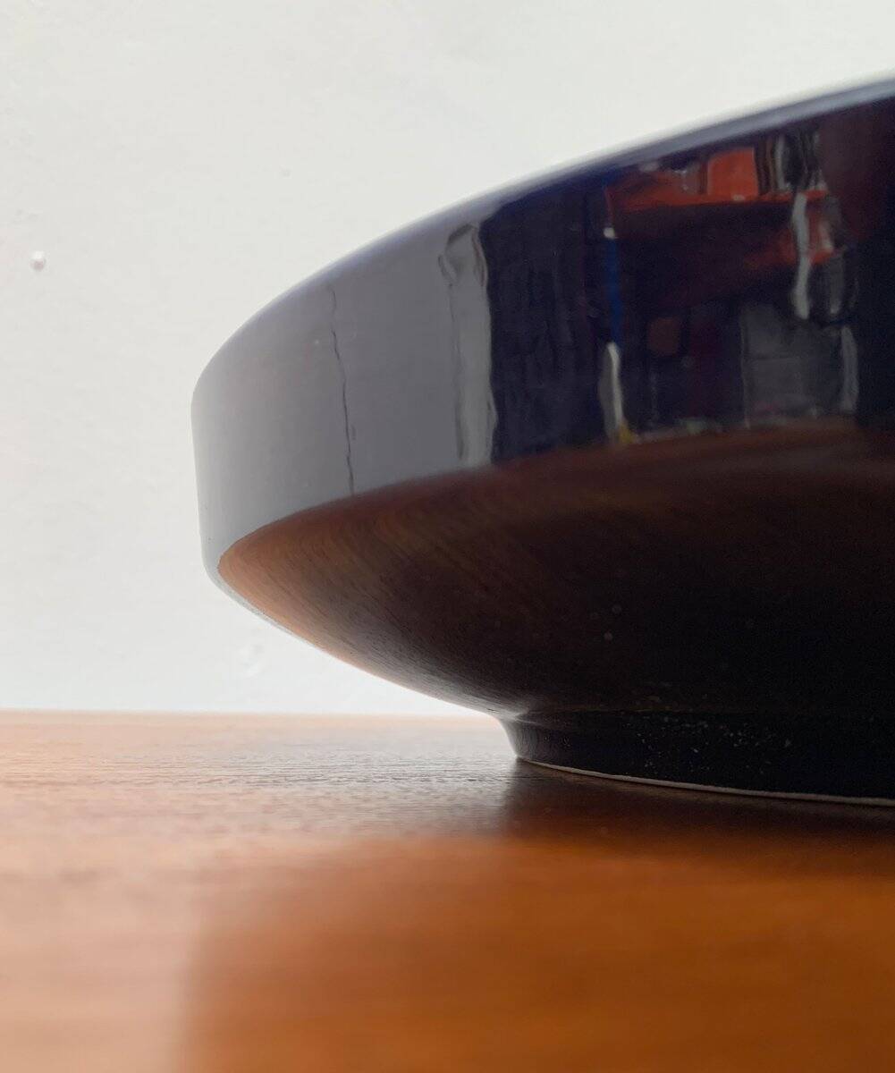 Dark blue pottery bowl from West Germany from the mid-century, 1960s.