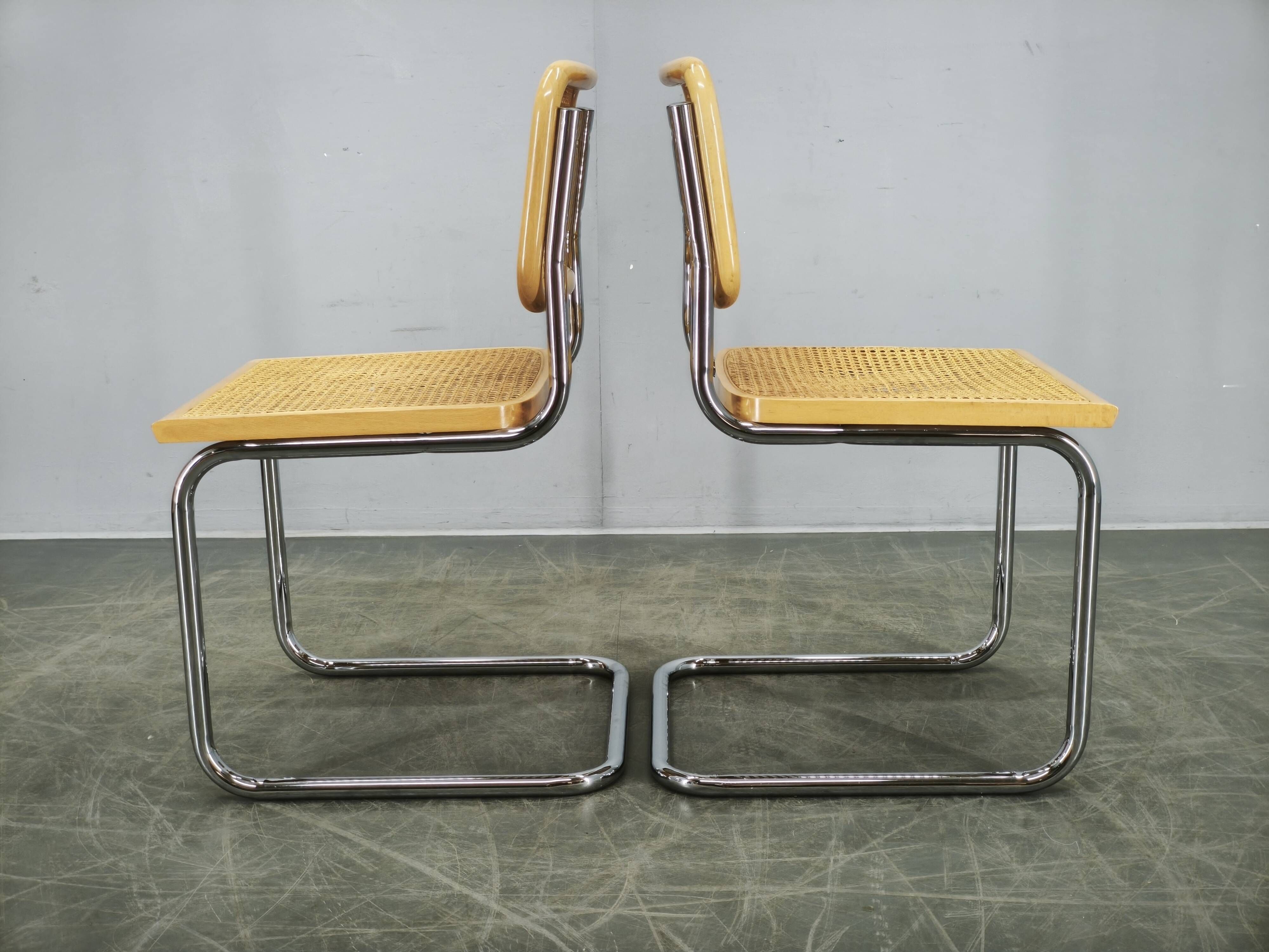 Pair of Italian Cesca Cantilever Chairs after Marcel Breuer, 1970s