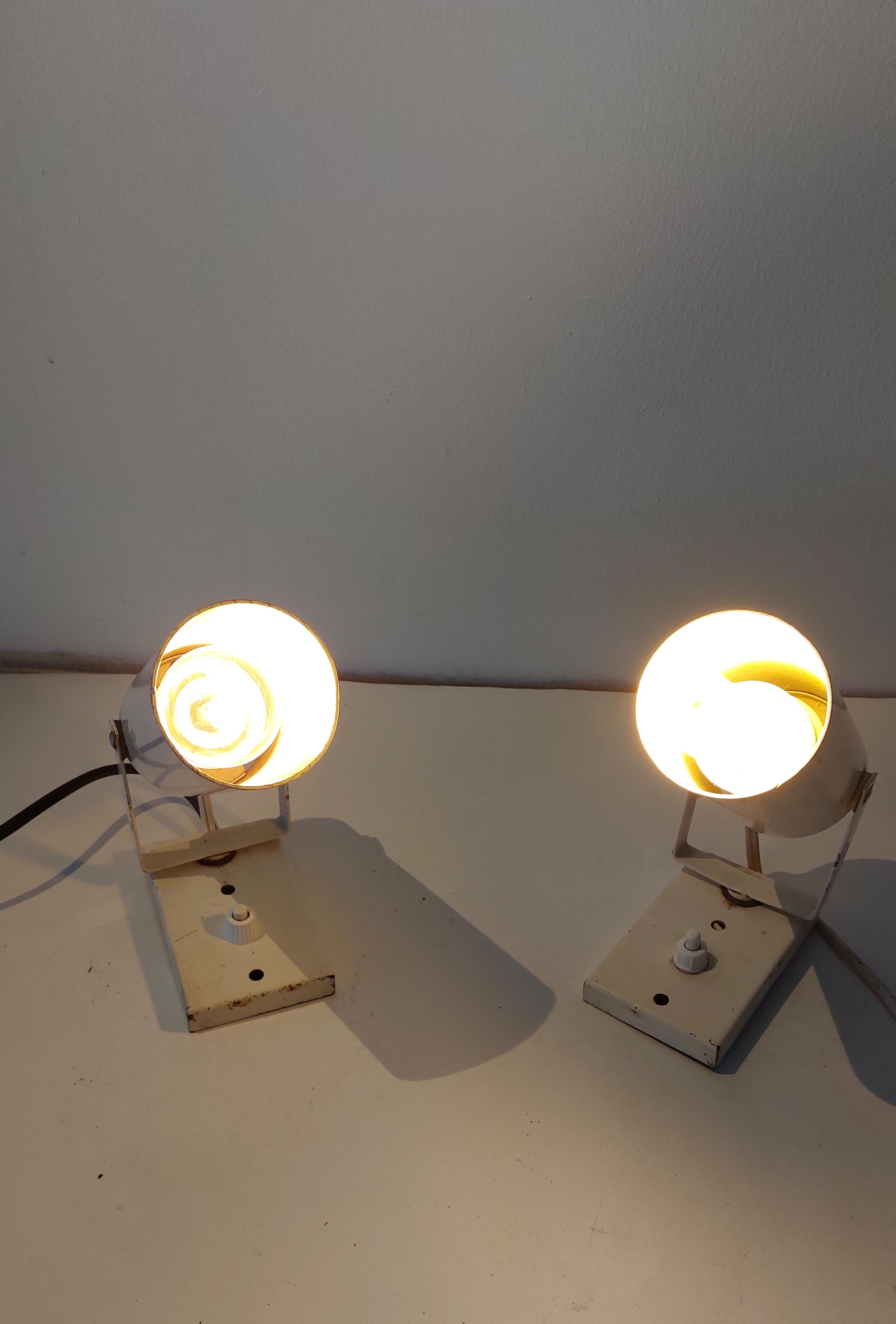 Pair of modernist wall lamps Lita model 0234 white Vintage.