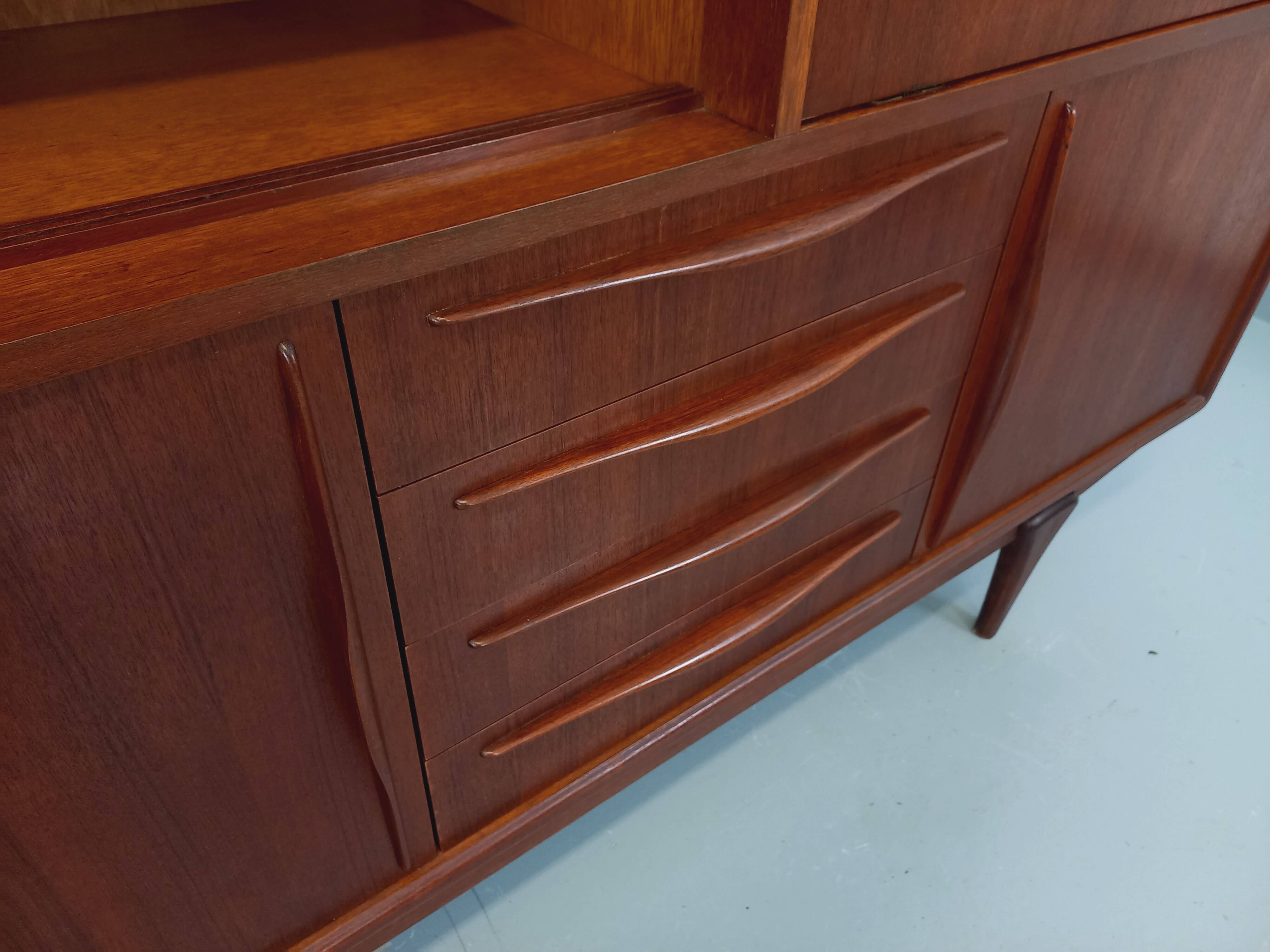 Vintage Scandinavian high sideboard in teak from the 50s and 60s