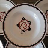 Deep plates Sarreguemines Noyon, black burgundy colour.