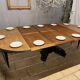 Large oval oak hunting table with central leg and extensions