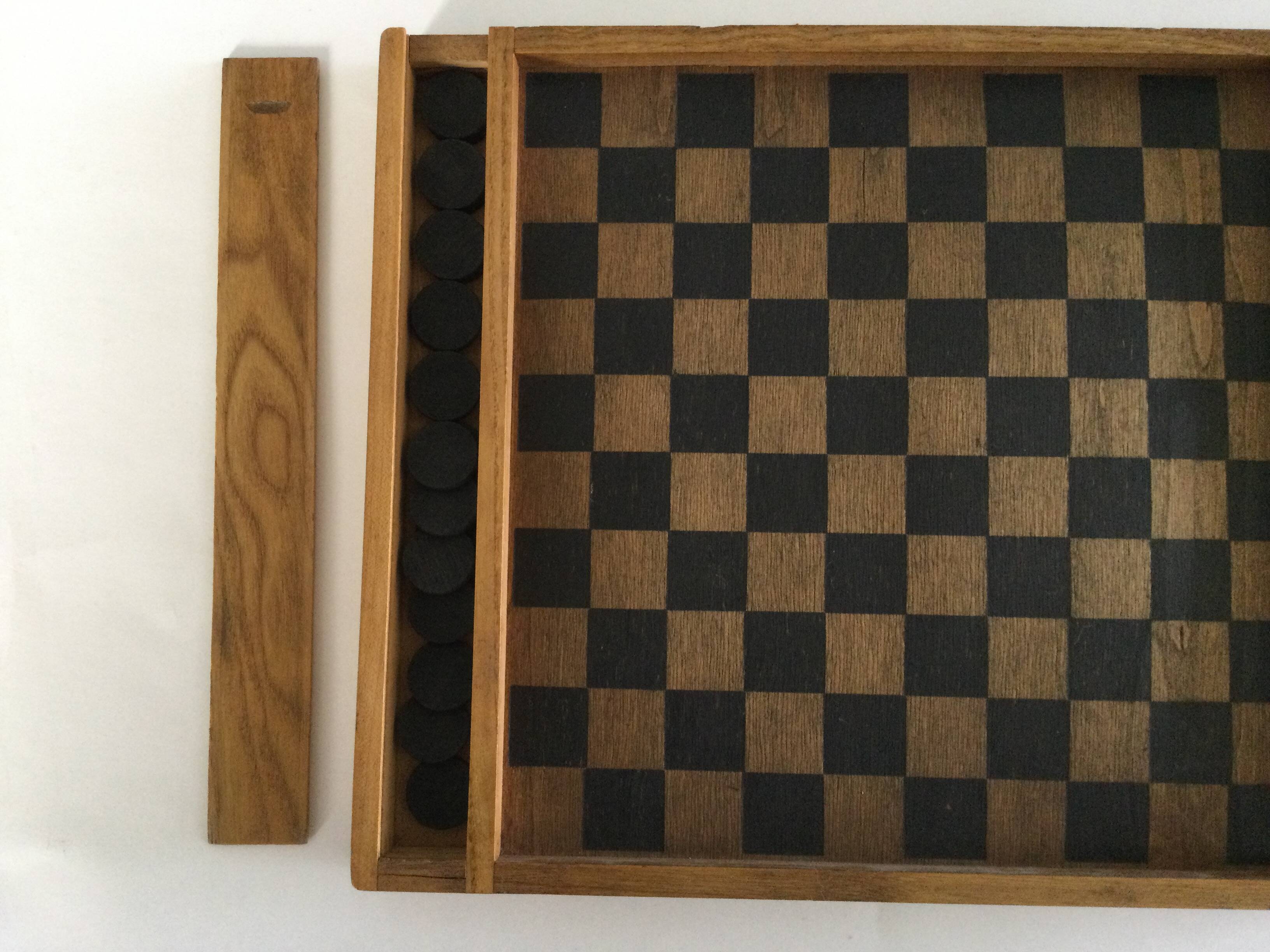 Old wooden toy, Checkers and Goose game 1950s