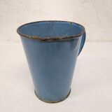 Old blue enamelled pitcher with spout
