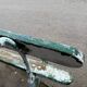 Old wooden and cast iron garden bench 2 m long – original patina