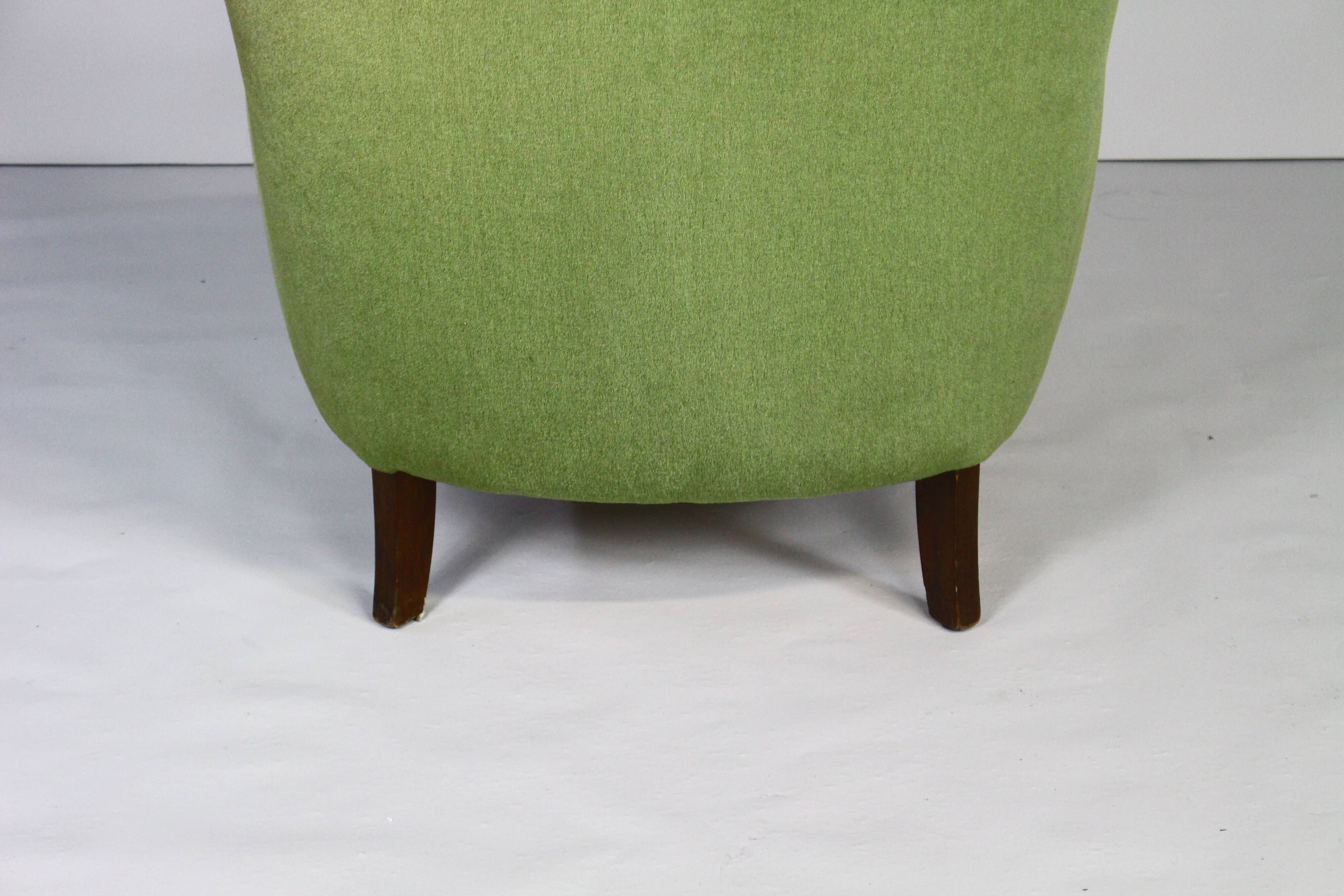 Danish lounge chair in green velvet, 1950s