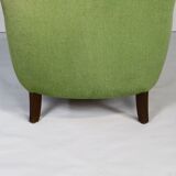Fauteuil danois en velours vert, années 1950