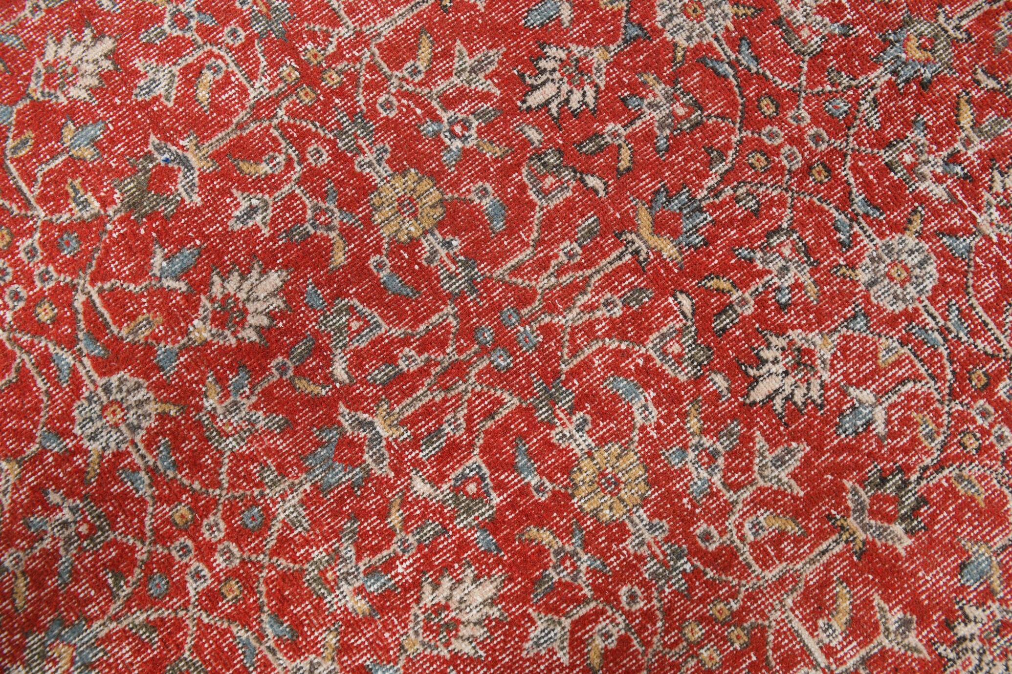 6x11 Vintage Faded Red Floral Pattern Persian Vintage Rug, 182x322 Cm