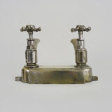 Ancien robinet de baignoire chaud-froid en bronze argenté vintage 1920