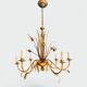 Golden Metal Chandelier with Reed Bouquet Decoration. Coco Chanel Style. Work