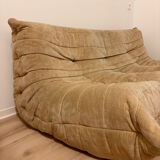 Togo vintage rose line 3-seater made in France beige velvet