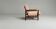 Vintage Scandinavian armchair – dark oak & powder cushions