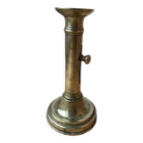 Brass candle holder with push button
