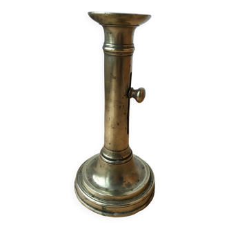 Brass candle holder with push button