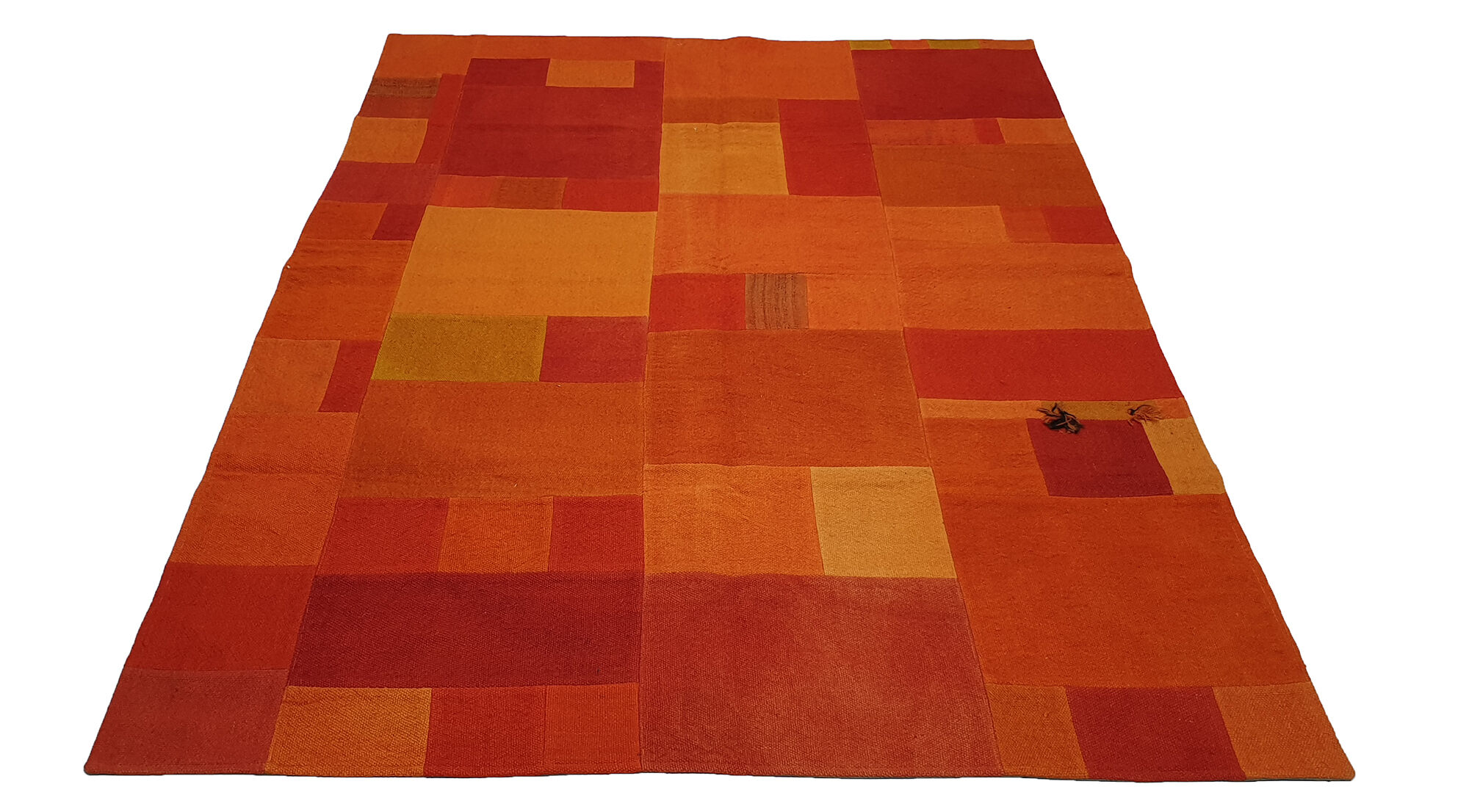 Patchwork kilim rug 6.7x4.7 ft 203x143 cm area orange floor rug vintage turkish rug.