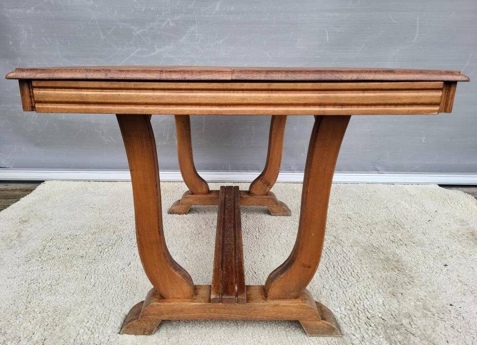 Table bureau extensible Art Déco 1930 piétement en accolades