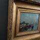 Oil on panel marine scene signed 20th century gilt leaf frame