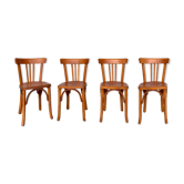 Série de 4 chaises en bois Bistrot Brasserie vintage rétro bohème Luterma hêtre clair