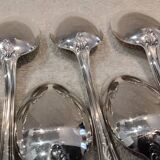 12 silver-plated metal soup spoons, Ercuis Dubarry model.