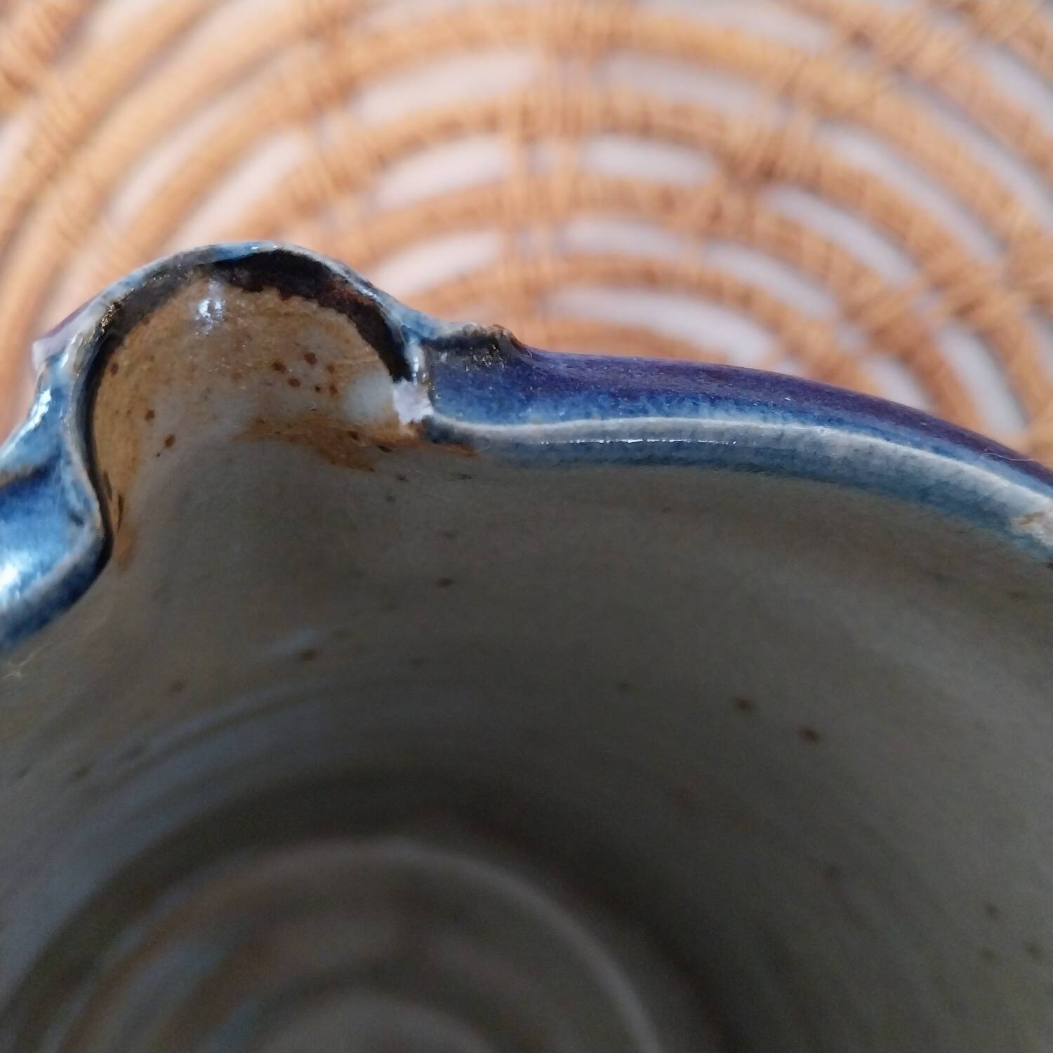 Speckled enamelled stoneware jug signed Christine Robert