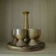 Set of 6 coquetiers and its wooden servant