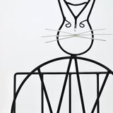 Mid-century cat-shaped magazine or record holder, iron, Italy, 1950s.