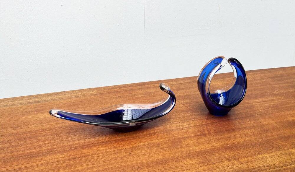 Vintage vase and bowl in art glass from Bayel, France, 1970s, set of 2.