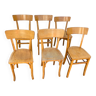 Set of 6 mismatched yellow bistro chairs