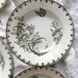 7 earthenware soup plates with butterfly and flower design "Nancy" LG Clairefontaine