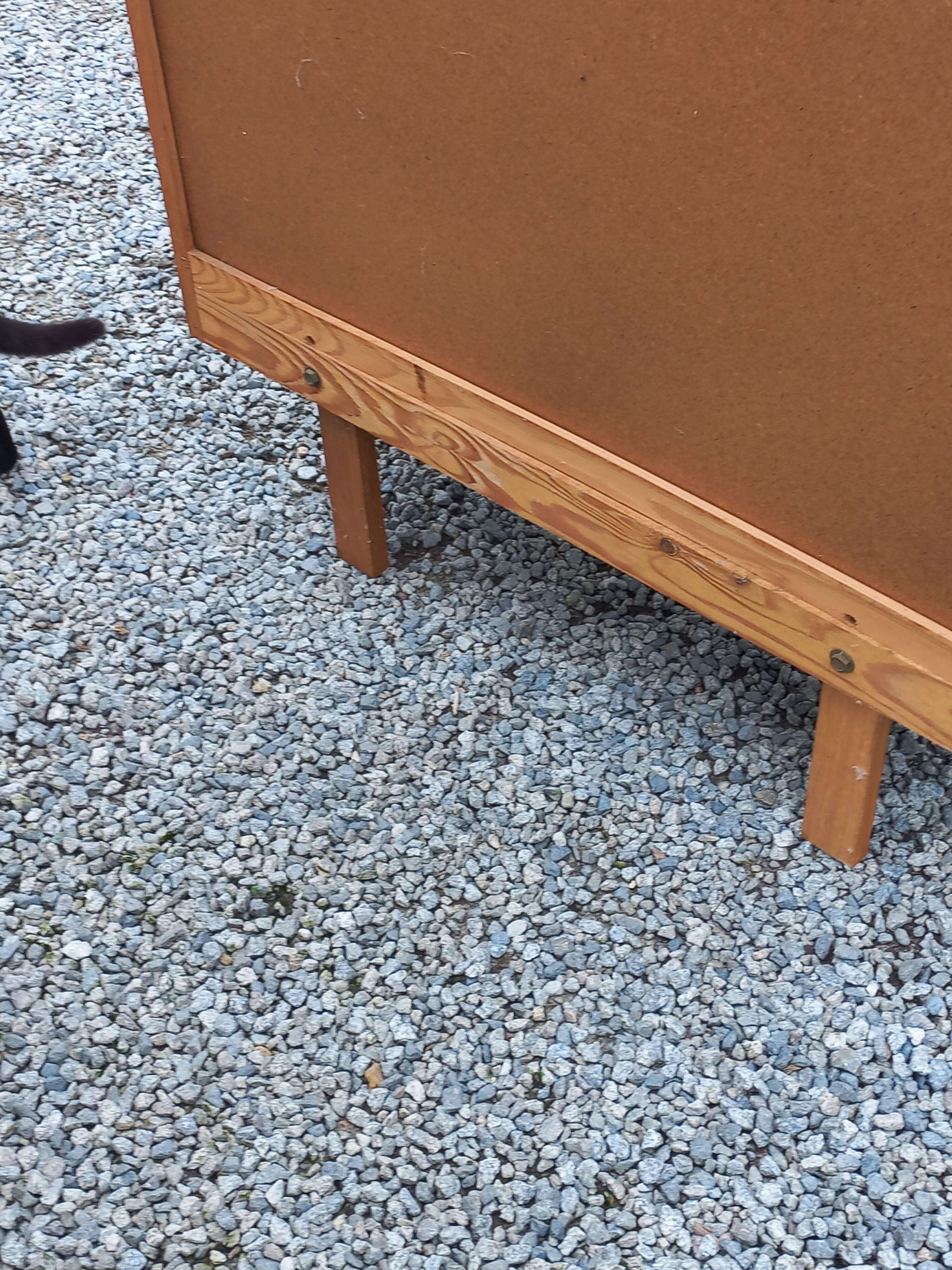 Vintage chest of drawers in blond and golden oak, compass legs and 4 drawers, 1950s