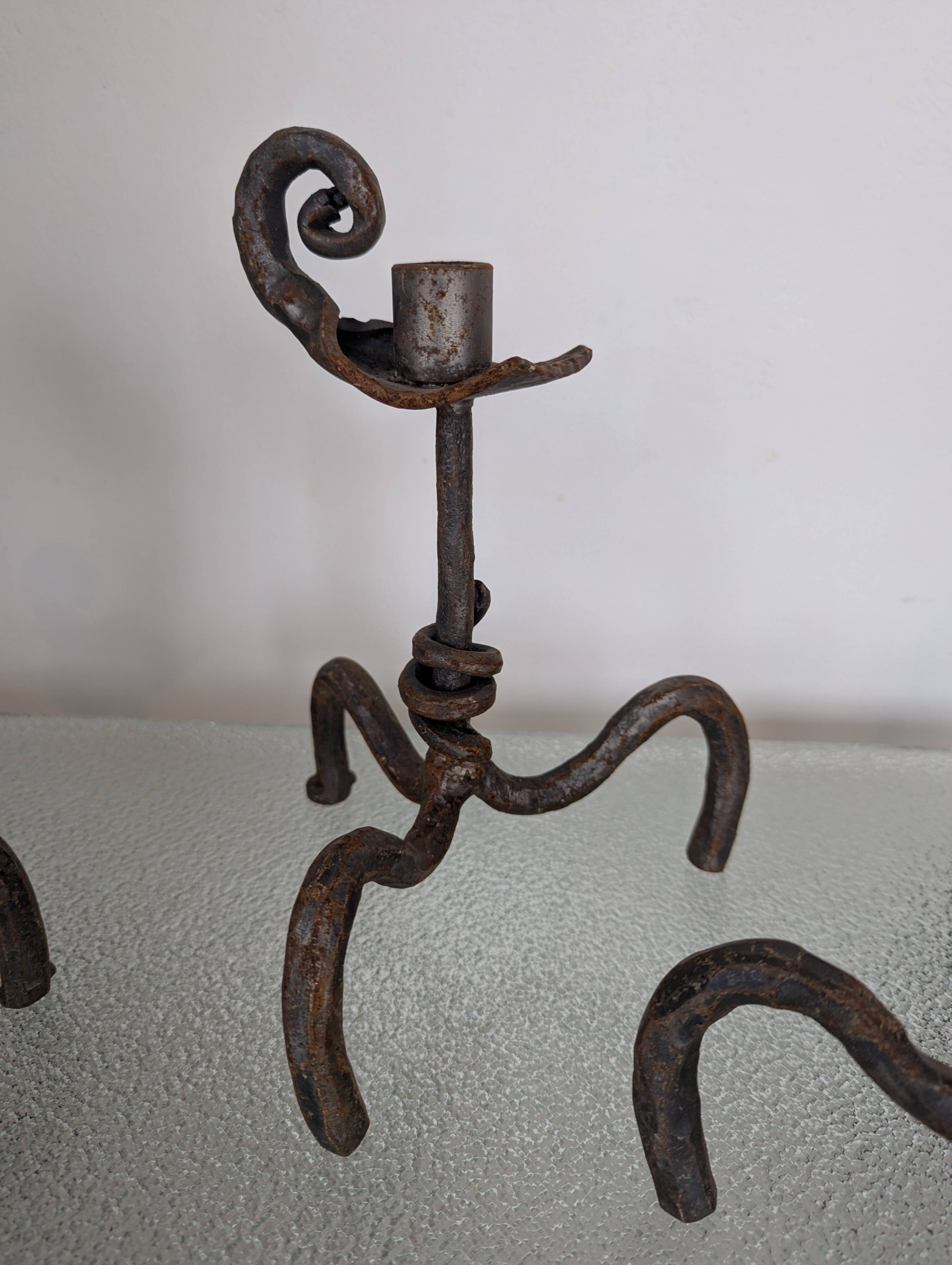 Set of 3 wrought iron candle holders
