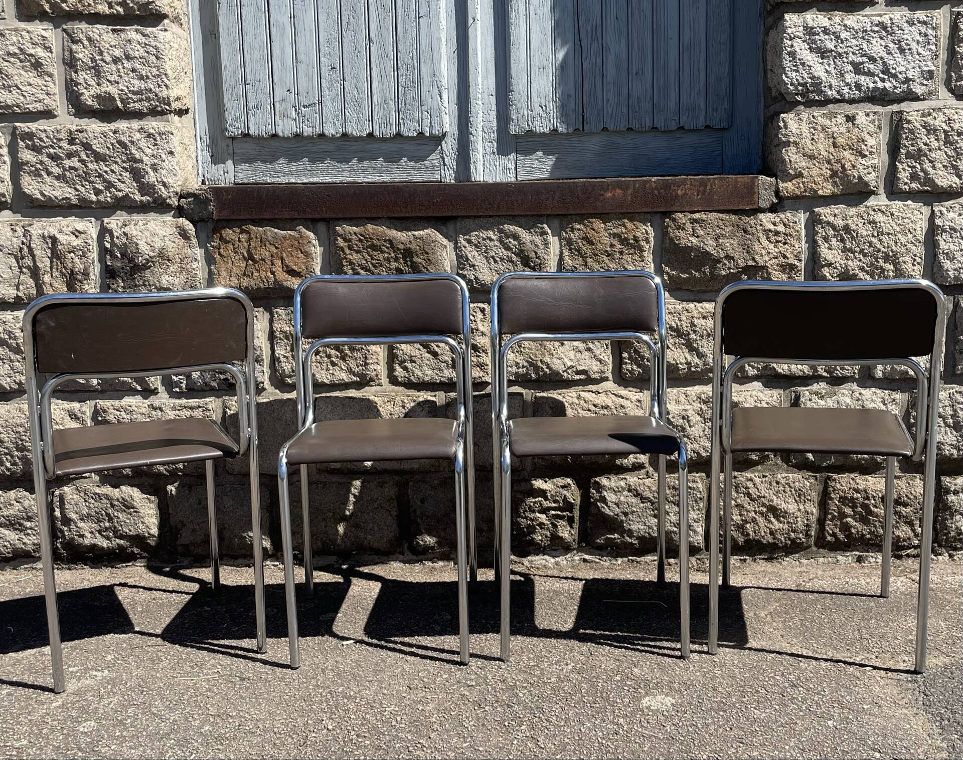 4 modern dining chairs / Chocolate brown upholstery