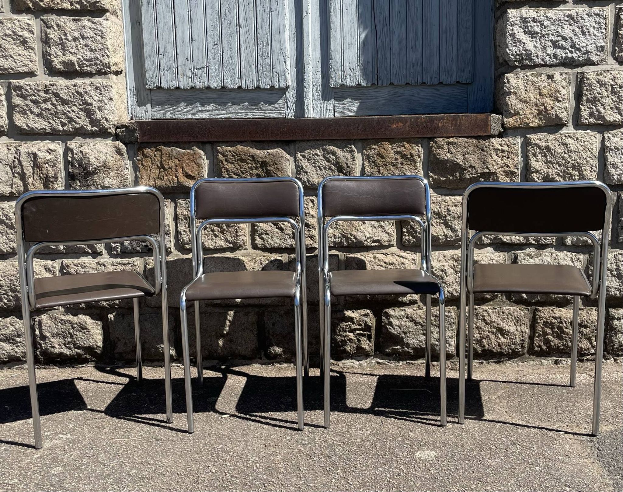 4 modern dining chairs / Chocolate brown upholstery