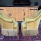 Pair of golden yellow toad armchairs