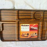 Meal tray dressx wood household with vintage compartments 1970