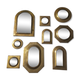 Set of 9 oriental brass mirrors