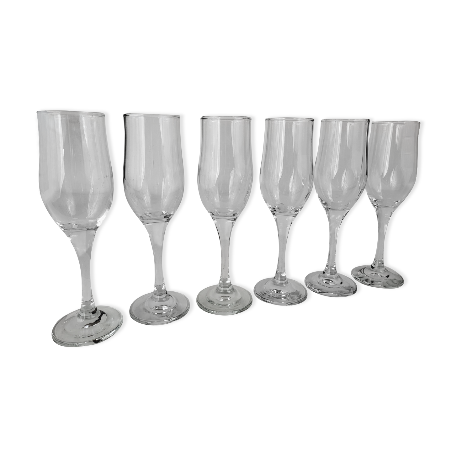 Set of 6 glass champagne flutes
