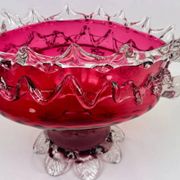 Raspberry red glass jardinière, taste of Auguste Jean or Legras.
