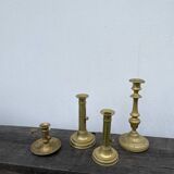 Set of gold-plated brass candlesticks