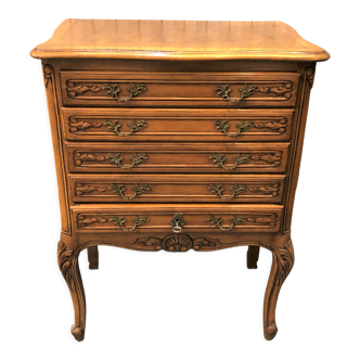 Solid wood silver cabinet with 5 drawers for 173 place settings, silver-plated metal, Solid silver