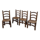 Set of 4 oak and straw chairs Dudouyt 1940